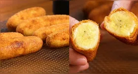 O diferencial da banana à milanesa está em um empanamento feito em etapas