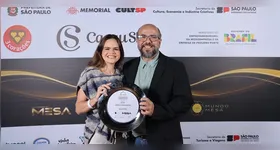 Mariel Mello, presidente da Companhia de Desenvolvimento e Administração da Área Metropolitana de Belém e Marcus Médici, representante da capital paraense na cerimônia.