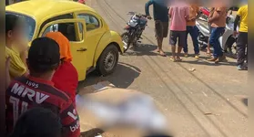 Vítima foi identificada como Elivaldo; câmera de monitoramento na área registrou o momento exato do impacto no cruzamento.