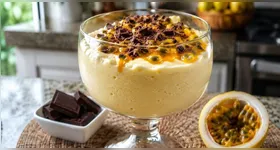 O equilíbrio entre o doce do leite condensado e a acidez natural do maracujá cria um sabor refrescante.