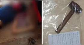 Mulher ficou completamente ensanguentada com os golpes de marreta, que foi apreendida pela polícia