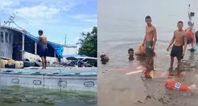 Pescadores mergulharam no rio e ajudaram a recuperar algumas sacas