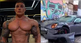 O Porsche ficou com a frente danificada após o acidente