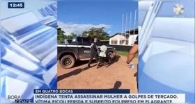 Suspeito de tentativa de homicídio foi preso após atacar a companheira com golpes de facão no distrito de Quatro Bocas, em Tomé-Açu