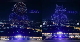 Entre as imagens exibidas estavam a os mascotes da dupla Re-Pa.