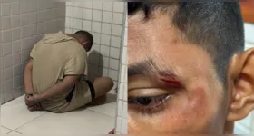O suspeito foi detido após supostamente ferir a vítima com uso de uma faca.
