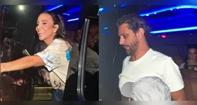 Tiago apareceu logo atrás da artista e também acompanhou a chegada ao compromisso profissional.