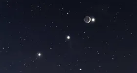 A Lua servirá de guia para localizar Vênus, Júpiter e Mercúrio, que aparecem próximos no horizonte oeste em um belo alinhamento visível a olho nu.
