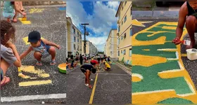 Mesmo com a redução das tradicionais ruas decoradas nas últimas Copas, a influenciadora Pamela Cruz viralizou ao mobilizar moradores para pintar uma via inteira em clima de Mundial.