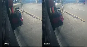 O suspeito aproveitou carro estacionado em carro para poder invadir a loja