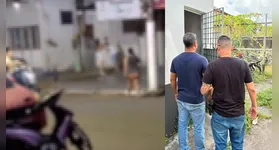 O militar agrediu a companheira em rua movimentada, mas acabou preso