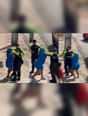 De touca, mulher agride agentes de trânsito no interior do Pará.