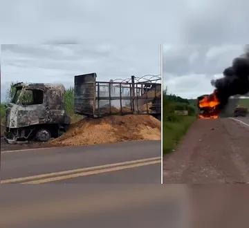 Imagem ilustrativa da imagem Caminhão que transportava soja pega fogo na BR-010 no Pará&nbsp;