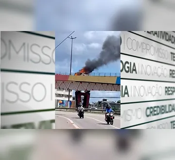 Imagem ilustrativa da imagem Vídeo: carro pega fogo em elevado da Júlio César, em Belém