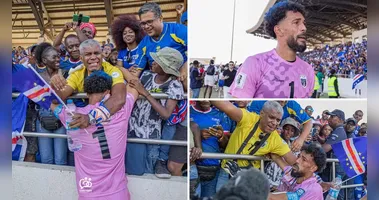 Vozinha, muito emocionado, abraça o pai, José Pedro Dias