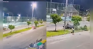 Carro capota após colisão com motocicleta no Portal da Amazônia, Belém. Detalhes e atualizações sobre o estado dos envolvidos.