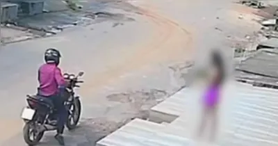 Suspeito abordando a criança para, em seguida, cometer a importunação