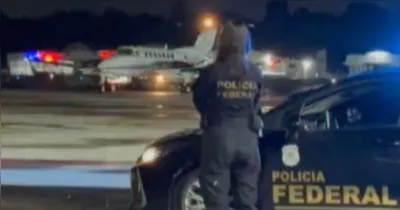 Suspeito paraense procurado internacionalmente é conduzido pela Polícia Federal após chegada a Belém, depois de ser preso na Guiana.