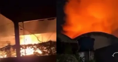 Registros compartilhados nas redes sociais mostram a intensidade das chamas do incêndio.