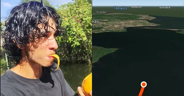 Imagem ilustrativa da notícia Ribeirinho viraliza ao atravessar rio de barco no Pará para ir à academia