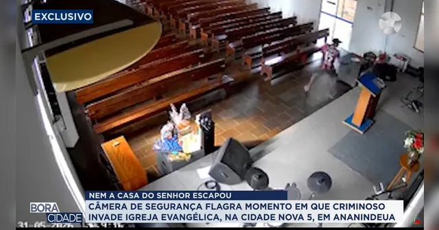 Imagem ilustrativa da notícia Câmeras registram tentativa de furto em igreja evangélica em Ananindeua