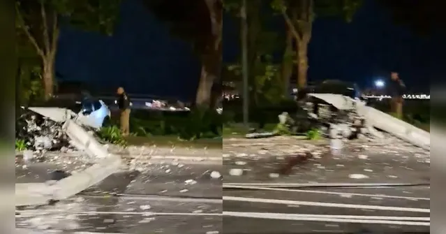Imagem ilustrativa da notícia VÍDEO: motorista perde controle do carro e derruba poste na Senador Lemos
