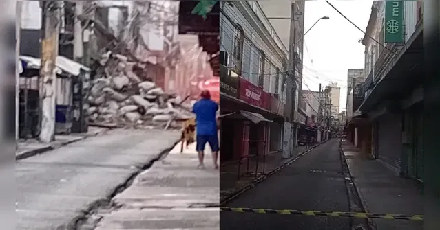 Imagem ilustrativa da notícia Desabamento interdita ruas no centro de Belém; veja quais