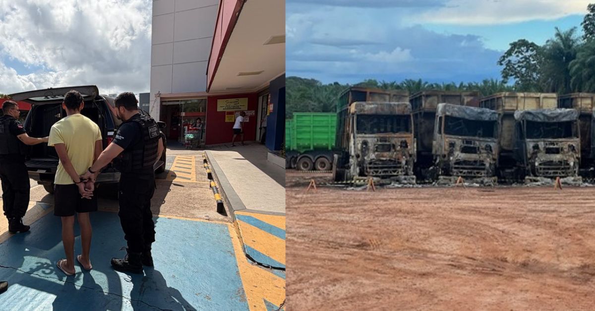 O preso é suspeito de tocar fogo em caminhões da empresa de dendê