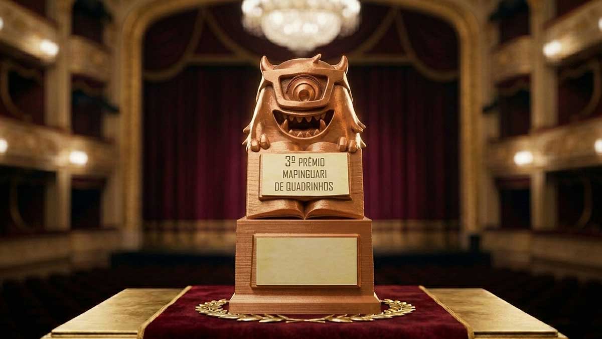O novo troféu da 3ª edição do Prêmio Mapinguari celebra a identidade visual da produção nortista.