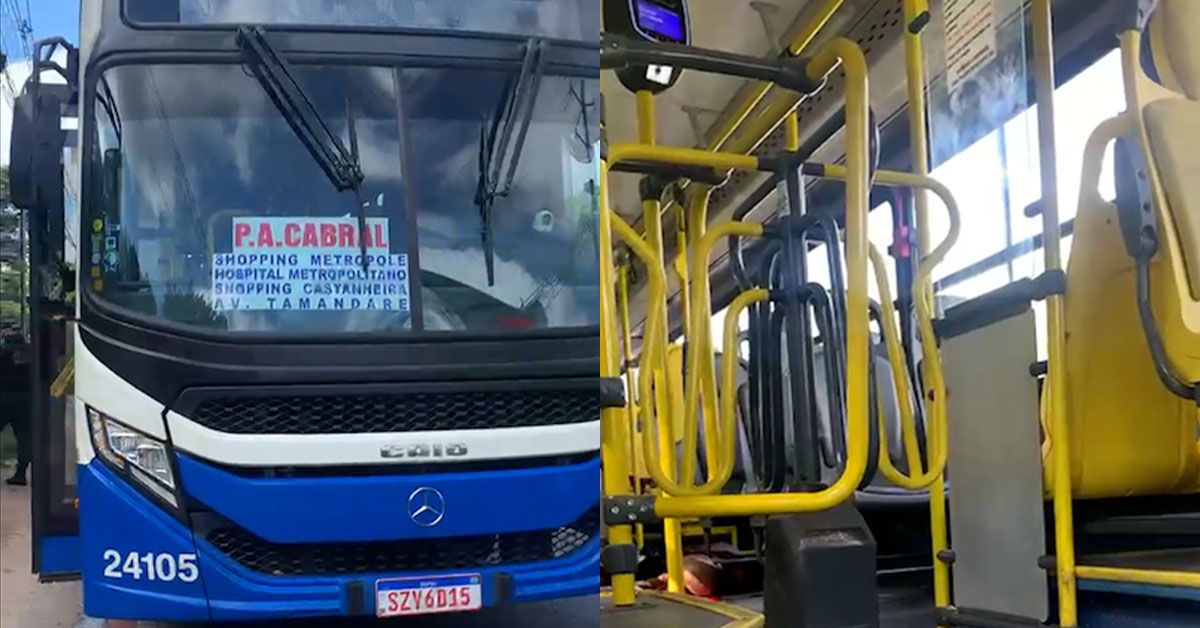Homem suspeito de assalto morre dentro do ônibus Geladão em Ananindeua após tentar roubar os passageiros.