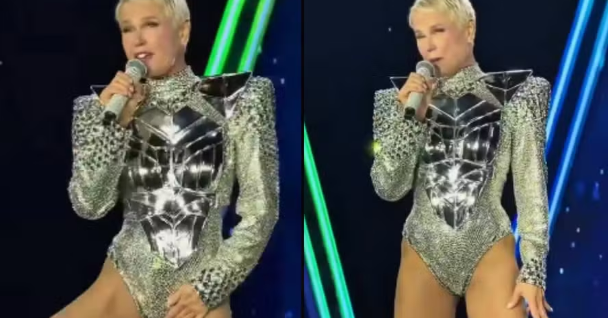 Xuxa Meneghel brincou com as críticas ao figurino durante o segundo show da turnê "O Último Voo da Nave", em São Paulo.