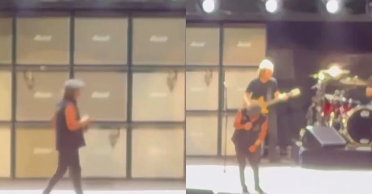 AC/DC passou por um momento de tensão em Las Vegas após a falha de um canhão cenográfico que quase atingiu o vocalista Brian Johnson durante o show.