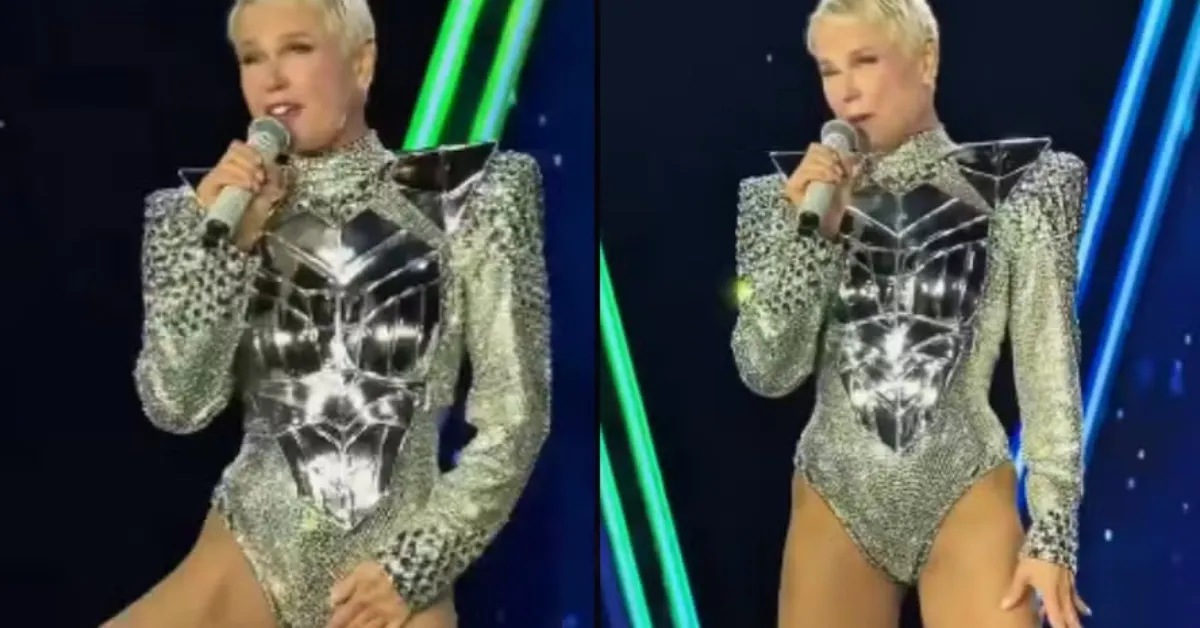 Xuxa Meneghel brincou com as críticas ao figurino durante o segundo show da turnê "O Último Voo da Nave", em São Paulo.