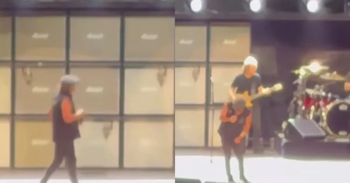 AC/DC passou por um momento de tensão em Las Vegas após a falha de um canhão cenográfico que quase atingiu o vocalista Brian Johnson durante o show.
