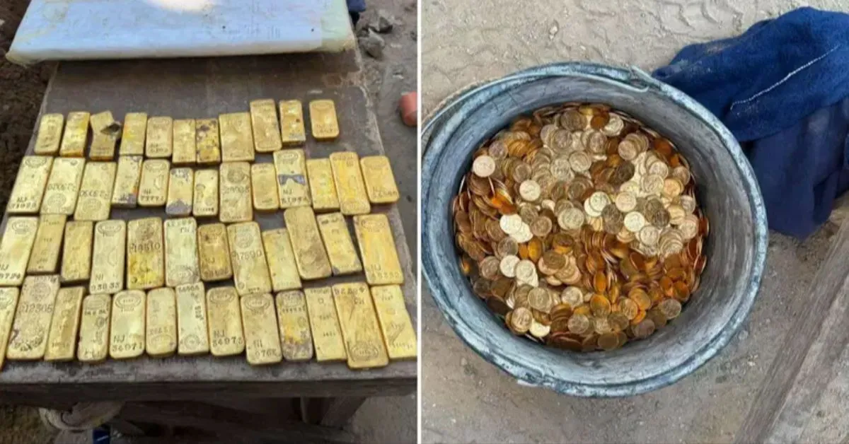 Pedreiros encontraram moedas e barras de ouro escondidas durante uma obra em uma casa na Bélgica.