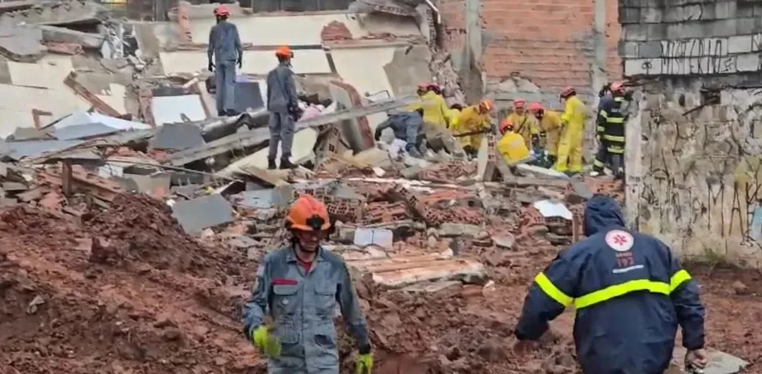 Desabamento de edifício residencial na Rua Jorge Amado, em São Bernardo do Campo.