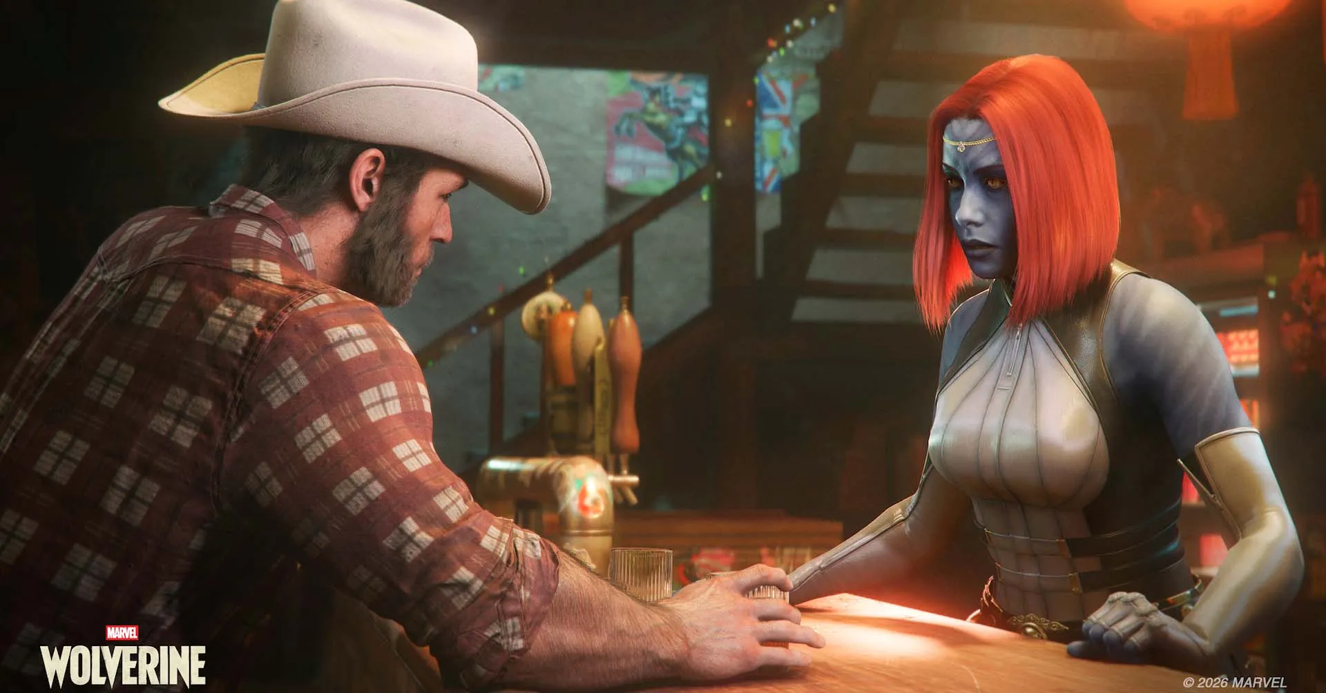 Wolverine e Mistica em um bar. Game promete ser um dos melhores de 2026