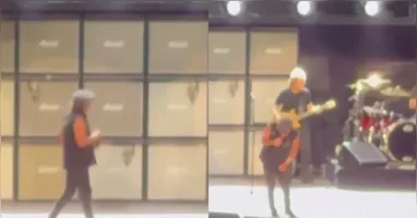 AC/DC passou por um momento de tensão em Las Vegas após a falha de um canhão cenográfico que quase atingiu o vocalista Brian Johnson durante o show.