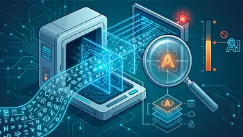 Representação conceitual sobre detecção e rastreamento de dados em documentos digitais criados por modelos de inteligência artificial.