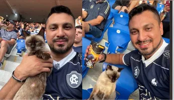 A gata Leonina se tornou a atração da partida entre Remo e Atlético-MG.
