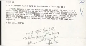 Documento liberado pelos Estados Unidos registra investigação sobre suposto OVNI avistado na Bahia em 1963.