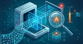 Representação conceitual sobre detecção e rastreamento de dados em documentos digitais criados por modelos de inteligência artificial.