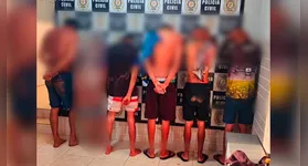 Suspeitos de integrarem o grupo responsável pelo assalto ao supermercado são apresentados na Delegacia de Polícia Civil de Ourilândia.