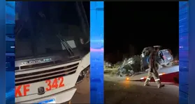 O veículo ficou completamente destruído e o condutor morreu na hora