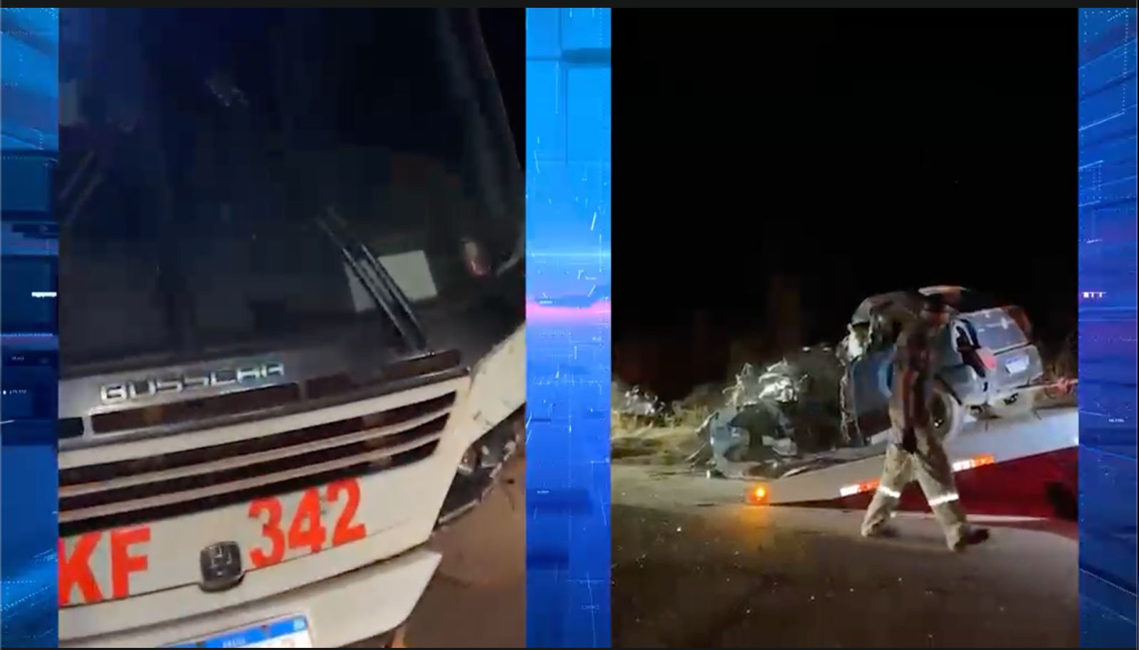O veículo ficou completamente destruído e o condutor morreu na hora