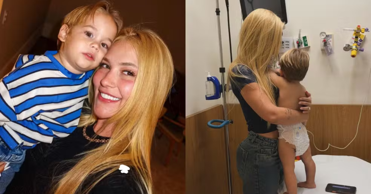 José Leonardo, filho de Virginia Fonseca e Zé Felipe, sofreu um acidente doméstico e precisou levar cinco pontos no nariz.