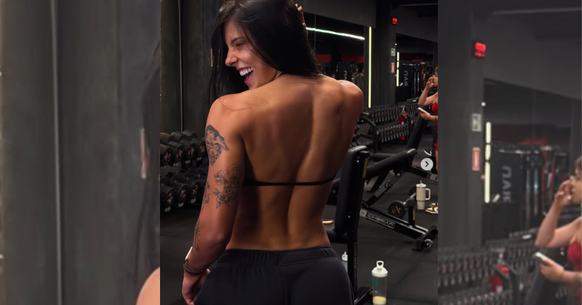 Ana Castela recebeu elogios e uma cantada de uma fã após mostrar a evolução corporal em registros de um treino de costas na academia.