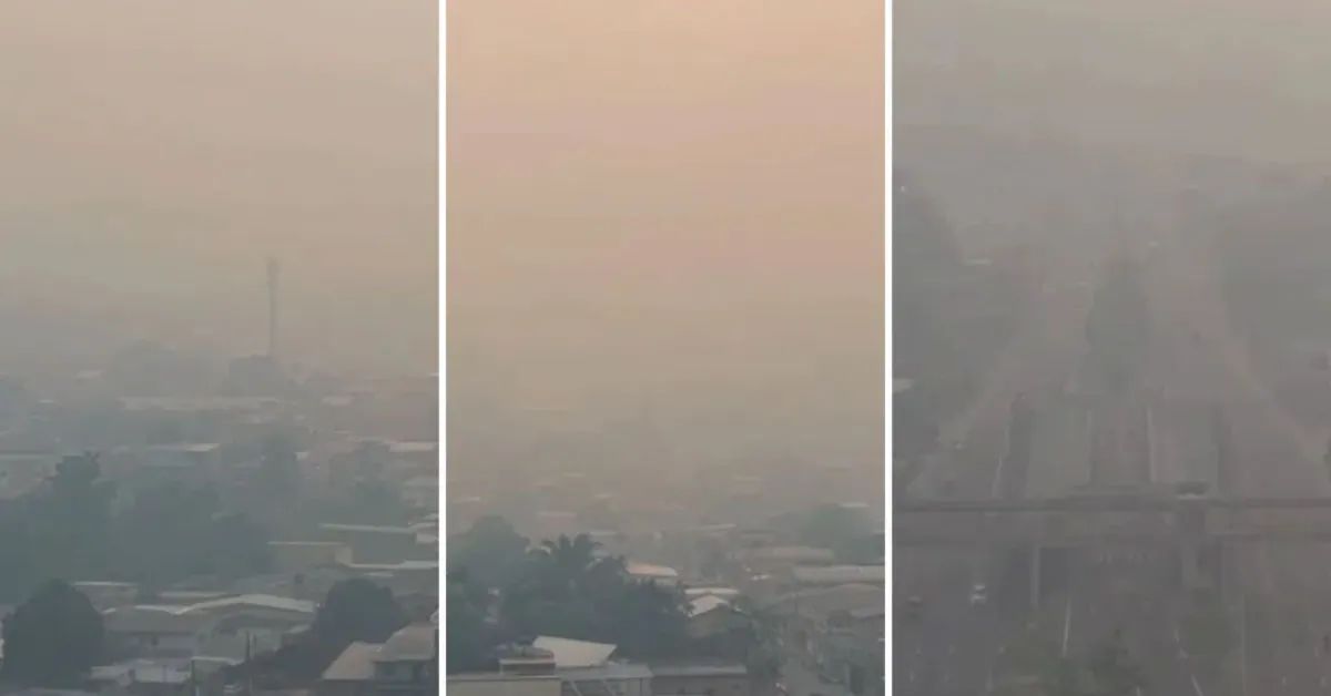 A fumaça é proveniente de incêndios registrados em municípios do interior do Amazonas,