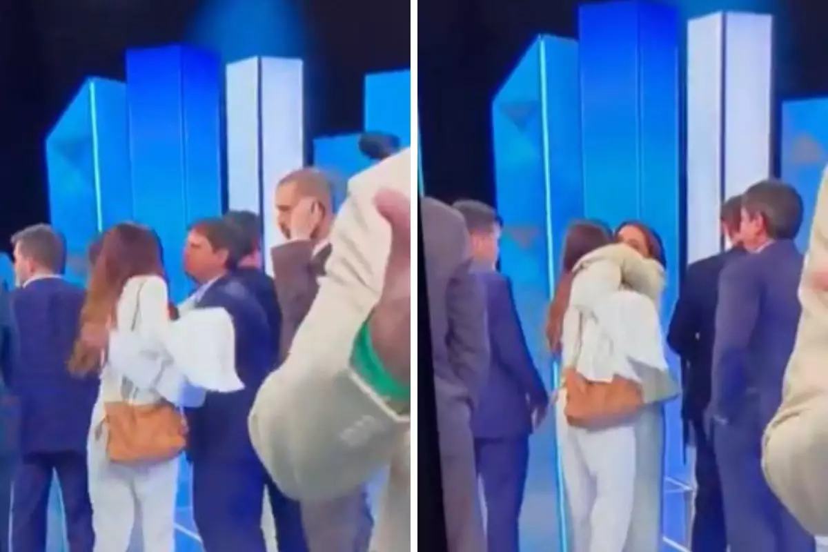 A jornalísta apareceu abraçando aliados do candidato Flávio Bolsonaro.
