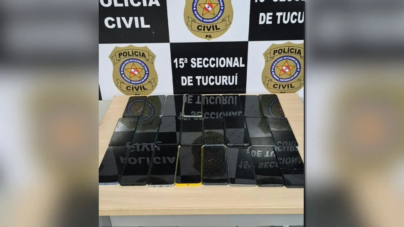 Aparelhos eletrônicos recuperados pelas forças de segurança passam por triagem técnica antes de serem devolvidos aos verdadeiros donos.